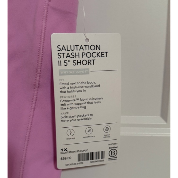 Athleta “Opaque Lilac” Salutation Stash Pocket 5” Short NWT SZ 1X - Picture 7 of 12